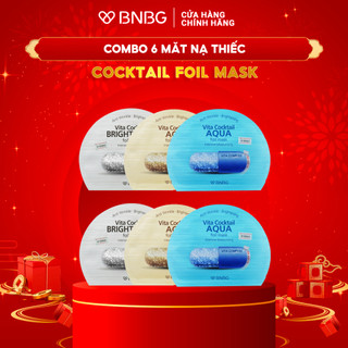 Combo 6 mặt nạ BNBG Vita Cocktail Foil Mask gấp đôi dưỡng chất (Brightening x2, Aqua x2, Age x2) 30ml x6