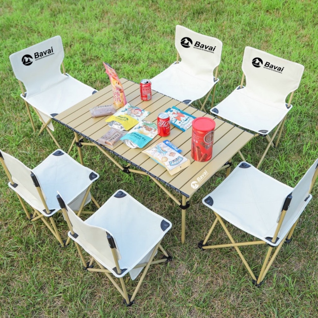 Bàn Dã Ngoại Gấp Gọn, Bàn Ghế Camping, Bàn Cắm Trại Picnic Chính Hãng BAVAI, Khung Thép Chịu Tải 200