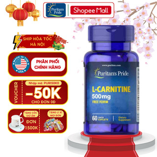 Hỗ trợ giảm cân và chuyển hóa chất béo Puritan's Pride L-Carnitine 500mg 60 viên của Mỹ