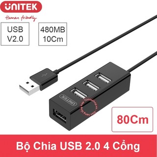 Hub usb 2.0 unitek 1 ra 4 cổng - dây dài 80cm unitek y-2140 - chính hãng 100%