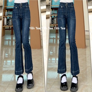 ( Chất Đẹp ) Quần jeans nữ ống loe cạp to mới 2024 ,Quần jeans loe Yến Tee chuẩn chất jeans dầy,mềm,co dãn tốt
