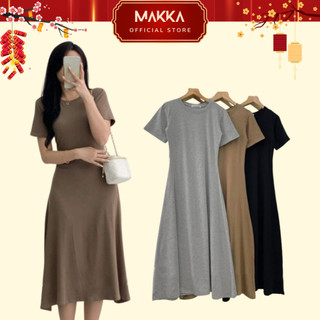 Váy đầm thun MAKKA đầm body freesize phong cách Hàn Quốc trẻ trung năng động đầm xòe chất liệu cotton thoáng mát 511