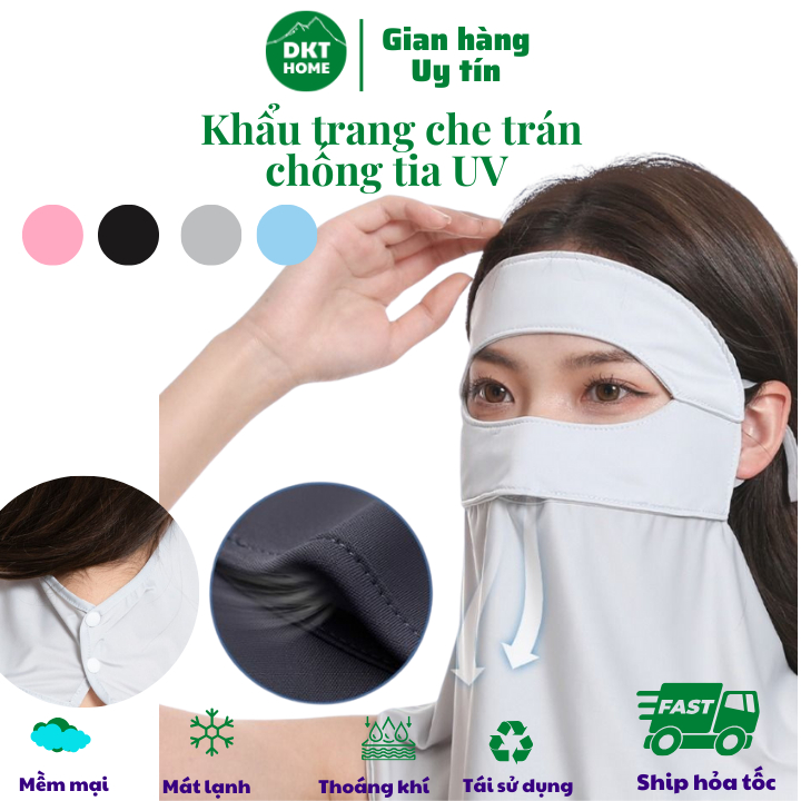 Khẩu trang chống tia UV chống nắng vải mát,che toàn mặt cả trán và cổ Khẩu trang vải kháng khuẩn chống nắng UNISEX xịn