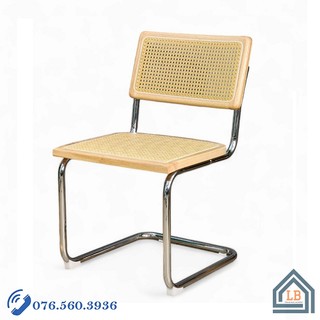 Ghế ăn/ Ghế cafe lưng đan mây chân thép mạ LB655