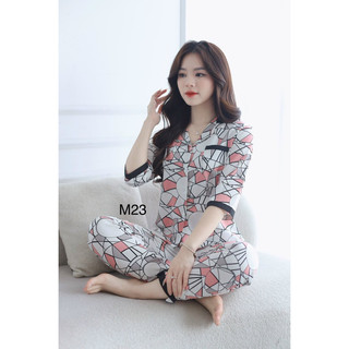 Bộ đồ pyjama tay lỡ chất lụa thái