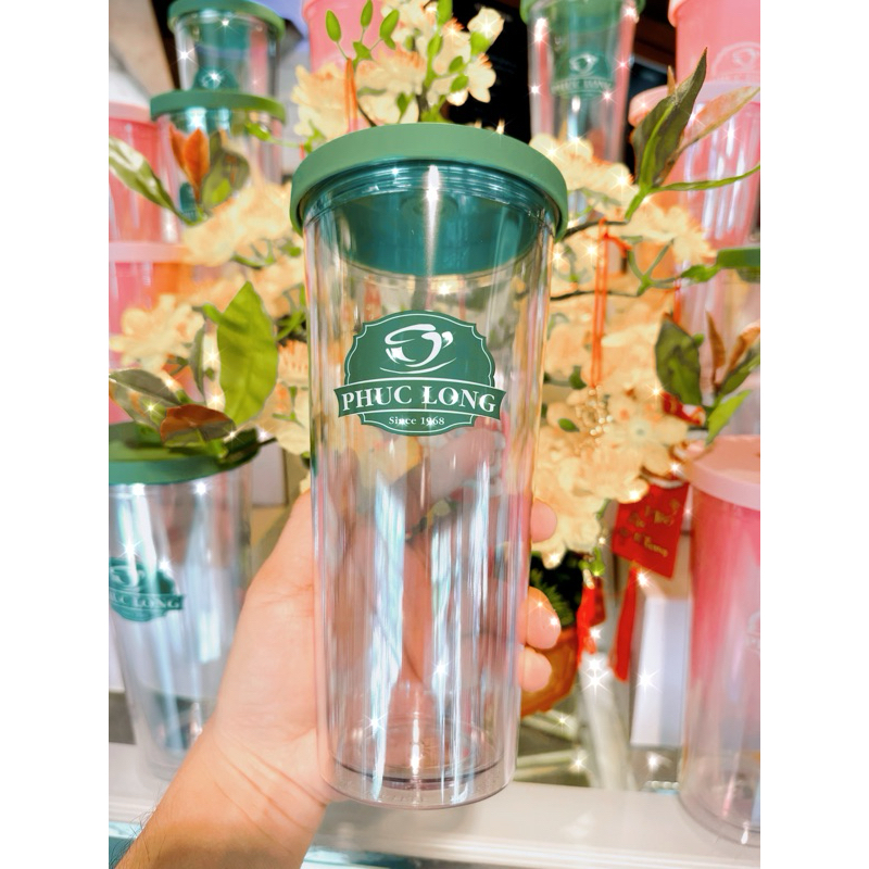 Ly 2 lớp màu xanh Phúc Long 710ml