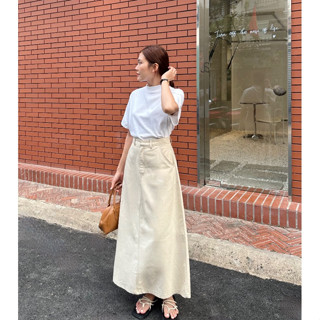 Chân váy chữ A linen dài phối viền hack dáng Hàn Quốc - Lucy Skirt
