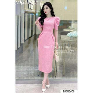 Váy Tiểu Thư K68-D2-3 MDU3450 Thiết Kế Tay Phồng Ôm Nhẹ Body, Chất Liệu Dạ Hàn Cao Cấp Từ MDU