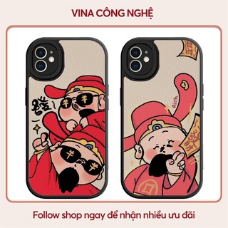 Ốp lưng OPPO A1K/A3S/A55/A54/A74/...dẻo đen vân da viền bảo vệ camera hình Tết Thần Tài BST2(Da thật)
