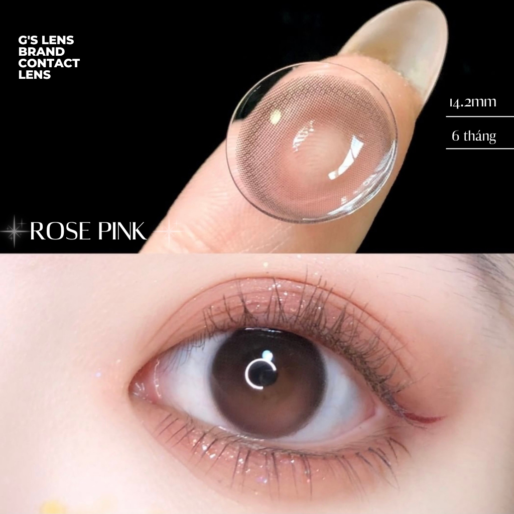 Lens Mắt Kính Áp Tròng Xám Hồng Filter Moonlight ROSE PINK Hot Trend Size