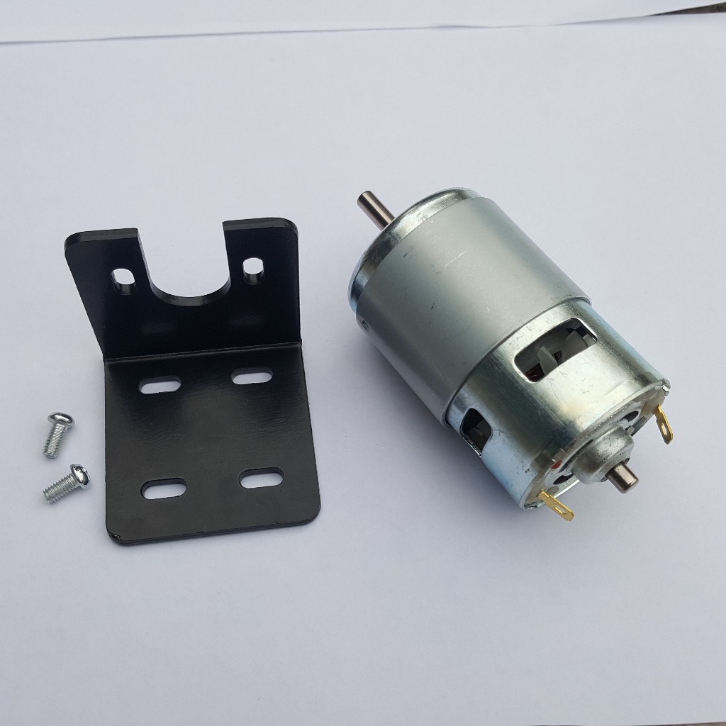 Motor 775 trục tròn 12v - 24v có bạc đạn + có đế