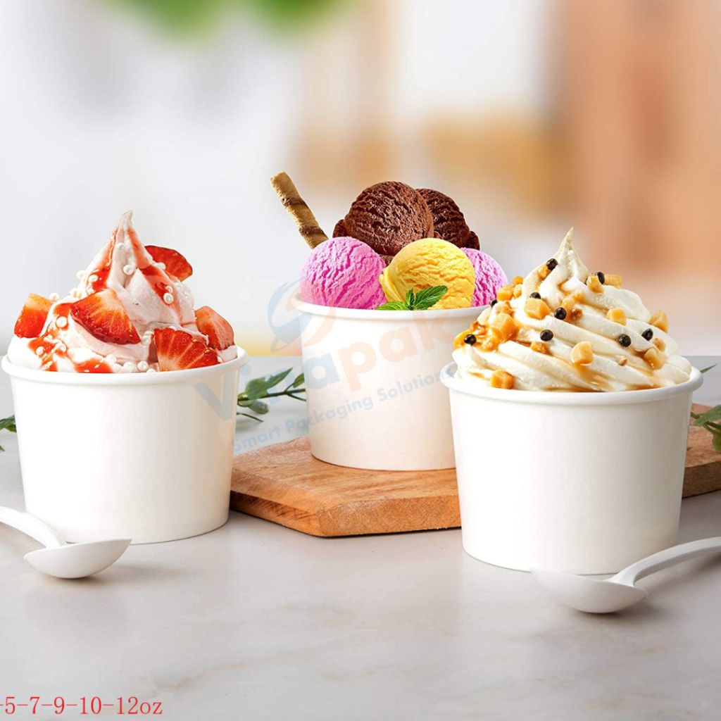 Set 50 Tô giấy 2pe 300ml. Đựng kem, sữa chua, bánh ngọt,...An toàn và thân thiện mối trường