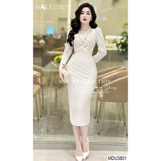 Váy Ôm Body MDU3801 Chất Liệu Mango Hàn Phối Ren Cao Cấp Từ MDU