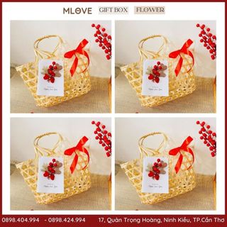 Giỏ tre đựng quà tết - giỏtre làm quà tết - nơ trang trí giỏ quà tết