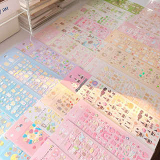 Sticker gấu thỏ mini cán nhũ trang trí polcols/ toploader