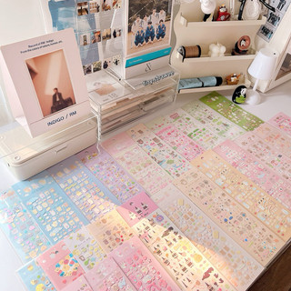 Sticker gấu thỏ mini cán nhũ trang trí polcols/ toploader