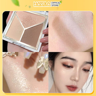 Phấn bắt sáng highlight, tạo khối, má hồng 3 màu Hatola LML kèm cọ trang điểm xinh