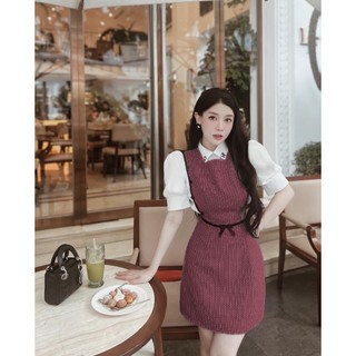 Đầm tiểu thư bố cao cấp kèm phụ kiện d32