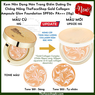 Kem Nền Dạng Nén Trang Điểm Dưỡng Da Chống Nắng TheFaceShop Gold Collagen Ampoule Glow Foundation FMGT SPF50+ PA+++