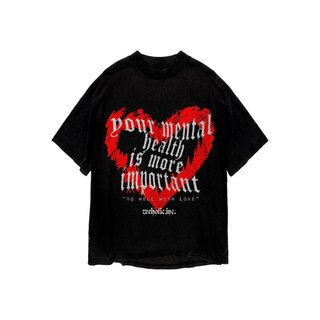 Áo thun in hình unisex nam nữ teeholic cotton cao cấp phong cách retro y2k trái tim màu đen trắng THS091223_182