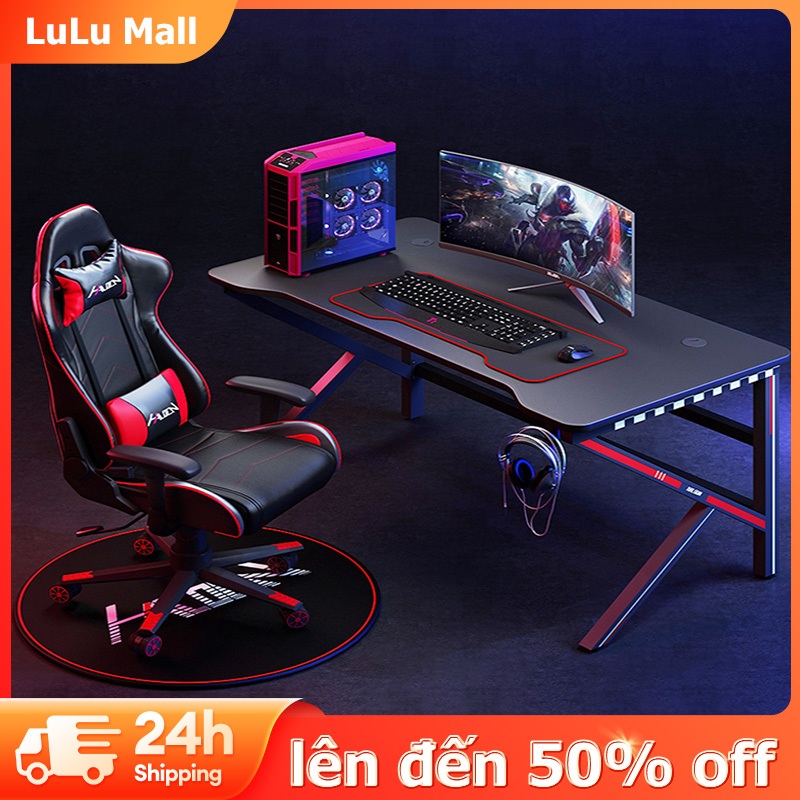 LULU Bàn gaming Bàn K/Z chắc chắn bền bỉ để PC máy tính cây làm việc mặt gỗ thiết kế cá tính decor phòng game