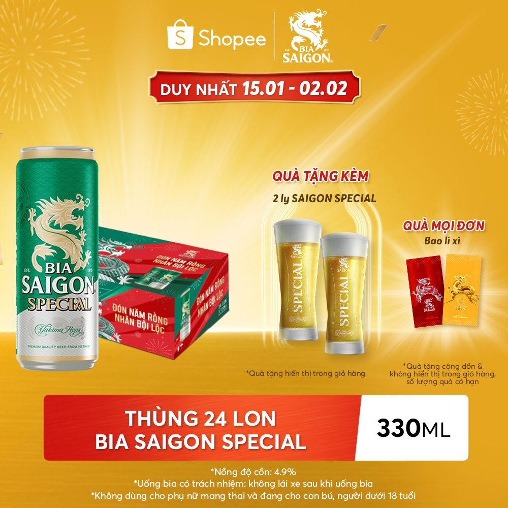 Thùng 24 lon bia Sài Gòn Special - 330ml/lon