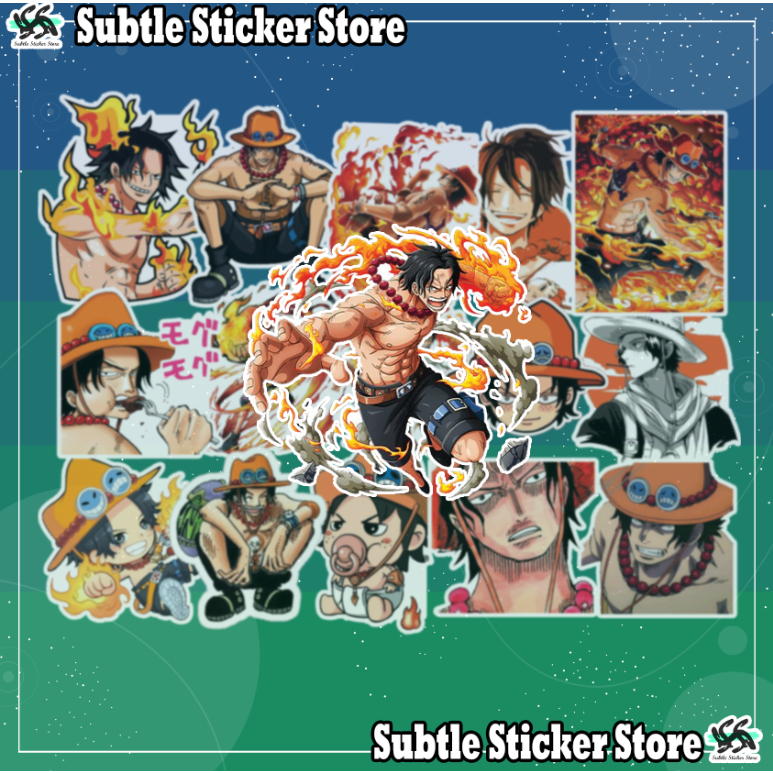 [One Piece] - Set 10/15 Sticker Ace / Portgas D. Ace anime/manga One Piece dán trang trí điện thoại, laptop siêu đẹp
