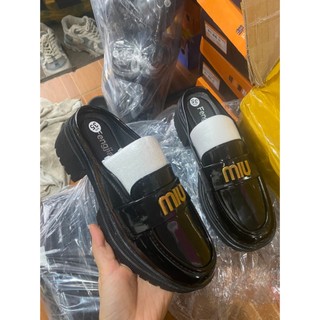 giày sục miu da lỳ, da bóng đế cao 5cm