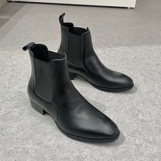Giày chelsea boot nam mũi tròn đế cao da bò xịn cao cấp hàng đóng hộp đi làm đi chơi lên form chuấn siêu nét