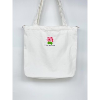 Túi tote vải canvas thêu hoa cẩm tú cầu nhỏ