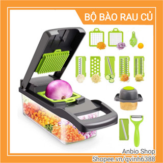 Bộ bào rau củ đa năng, bào sợi cắt lát, cắt hạt lựu, nghiền nhỏ 16in1
