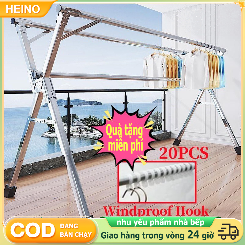 😍FREESHIP😍Giàn Phơi Quần Áo Thông Minh Gấp Gọn Sào phơi quần áo Inox 304 Cao cấp Siêu Bền, Chịu Tải 200Kg