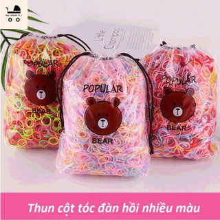 Túi chun buộc tóc bịch 4000 chun cho bé kèm túi gấu, chun buộc không đứt tóc