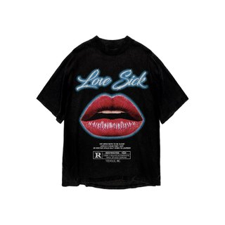 Áo thun in hình unisex nam nữ teeholic cotton cao cấp phong cách retro y2k love sick màu đen trắng THS091223_190