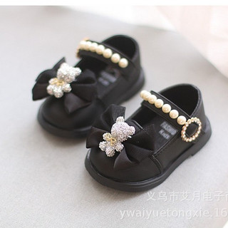 Giày búp bê nơ gấu cho bé gái từ 9 tháng - 3 tuổi - da mềm - êm chân