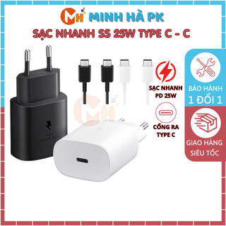 Bộ củ cáp sạc nhanh 25w typec to typec cho các dòng máy chân cắm typec - bảo hành 6 tháng
