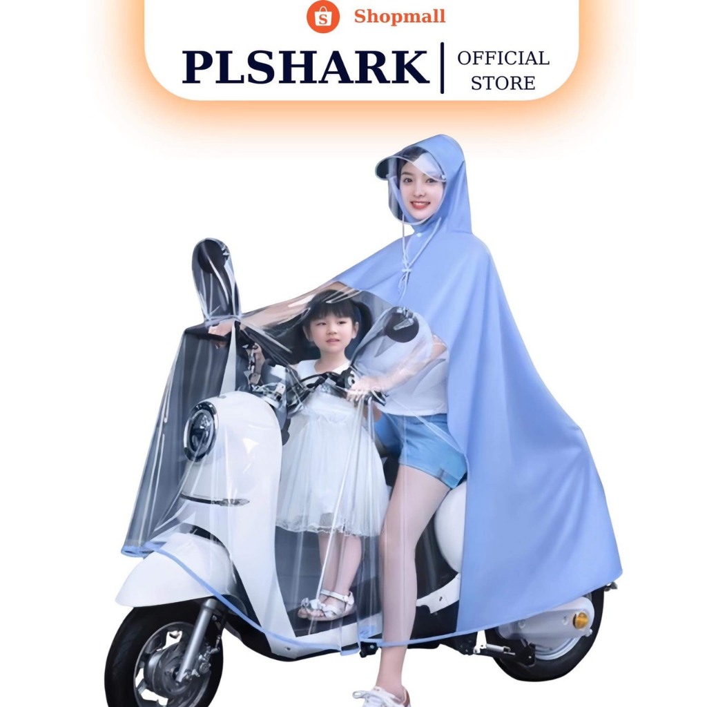Áo mưa trong suốt PTLUXURY che phủ toàn thân kèm kính chắn mưa tiện lợi [ HÀNG NHẬP KHẨU ]