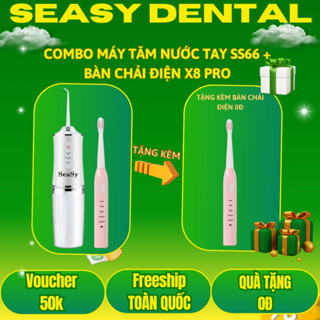 Combo Máy tăm nước mini SeaSy SS66 - Bàn chải đánh răng điện SeaSy X8 Pro vệ sinh răng miệng