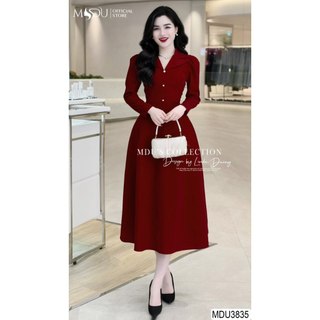 Váy Tiểu Thư K49-D1-3 MDU3835 Dáng Váy Dài  Được Làm Từ Chất Vải Nhung Hàn Mềm Mại, Cao Cấp Từ MDU