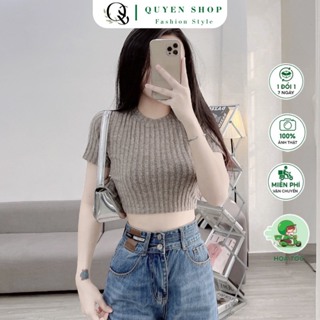 ÁO THUN CROPTOP GÂN LEN QS QUYEN SHOP