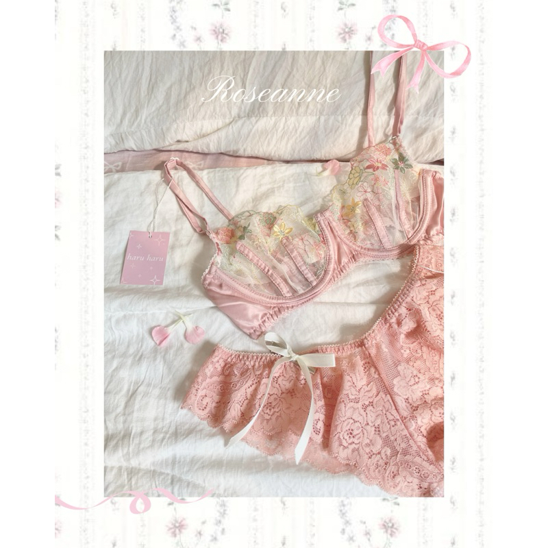 MUA ÁO TẶNG QUẦN | Vyolet/Roseanne Áo bralette ren thêu hồng tím