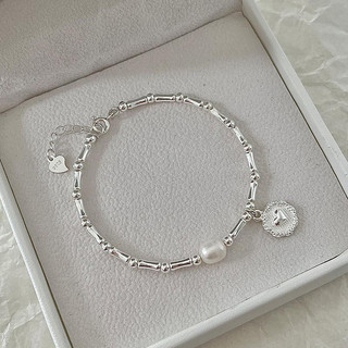  Lắc tay bạc s925 thương hiệu AROCH Jewelry mix giữa ngọc và mặt trái tim 