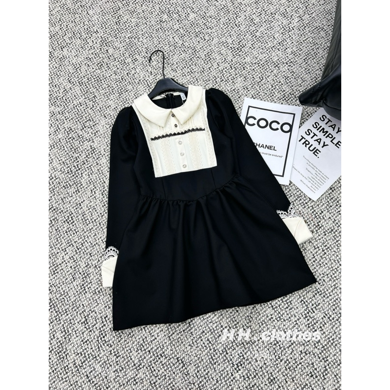 Váy bbd phối ren tiểu thư