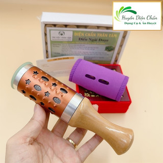 Ống lăn ngải đồng ngọc bích có nhiều gai - dụng cụ hơ ngải cứu + Tặng kèm 1 gói ngải cứu đoạn 48 khúc