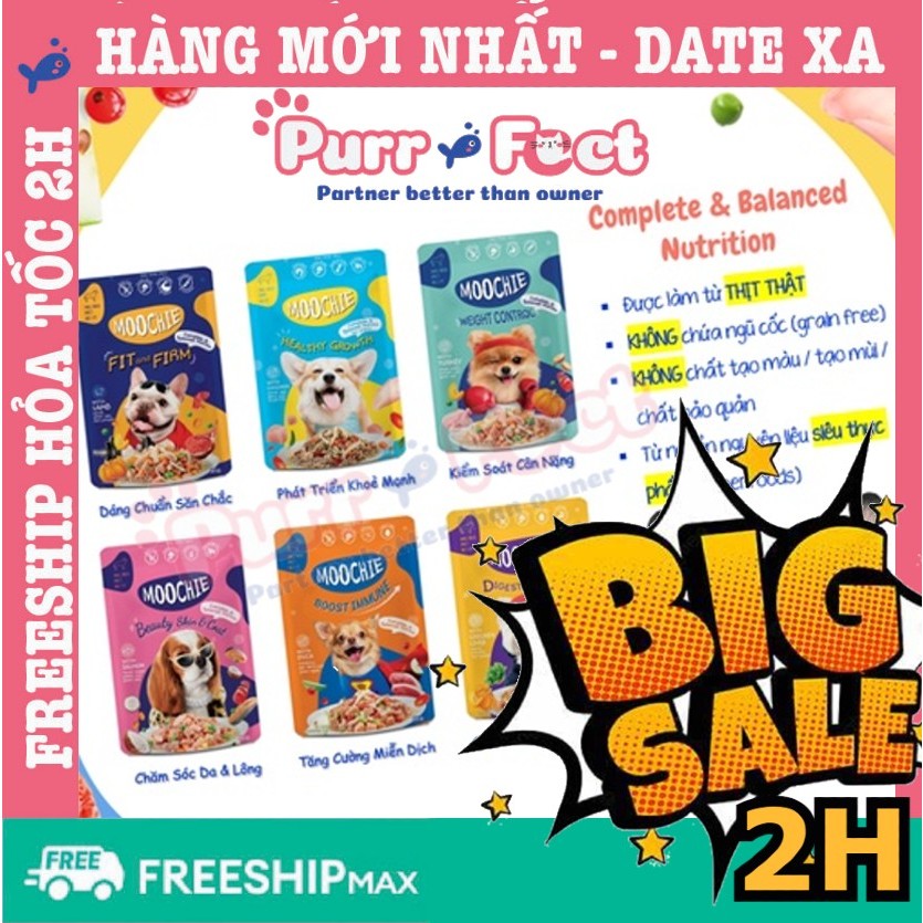 (HỎA TỐC 2H)(HÀNG MỚI)Pate Moochie cho chó con và chó trưởng thành mochi gói 85g, tăng cường miễn dịch, hỗ trợ tiêu hóa,