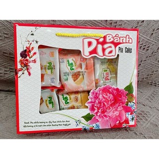 Mix 15 vị bánh pía kim sa Tân Huê Viên kèm giỏ quà tặng
