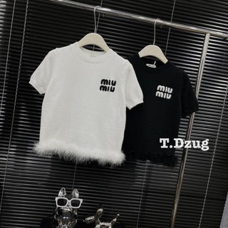 Áo len viền lông thêu chữ nổi cộc tay hàng QCL1