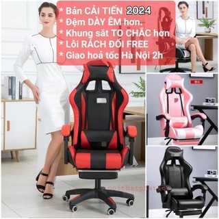Ghế gaming, công thái học bản cải tiến khung sắt, da dày dặn- ngả lưng, nâng hạ, xoay 360 ( có video thật)