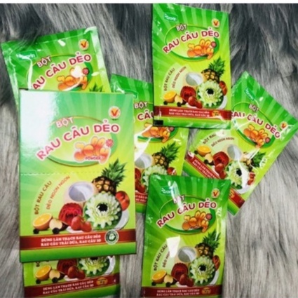 Bột Rau Câu Dẻo/ Dừa Hoàng Yến ROVIN 1 Hộp 120g (12 gói)