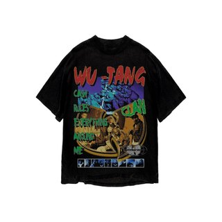 Áo thun in hình unisex nam nữ teeholic cotton cao cấp phong cách retro y2k wu tang màu đen trắng THS091223_213